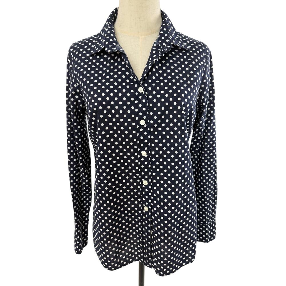 J.Crew Blue/White Polka Dot Button Down Shirt, Size Small